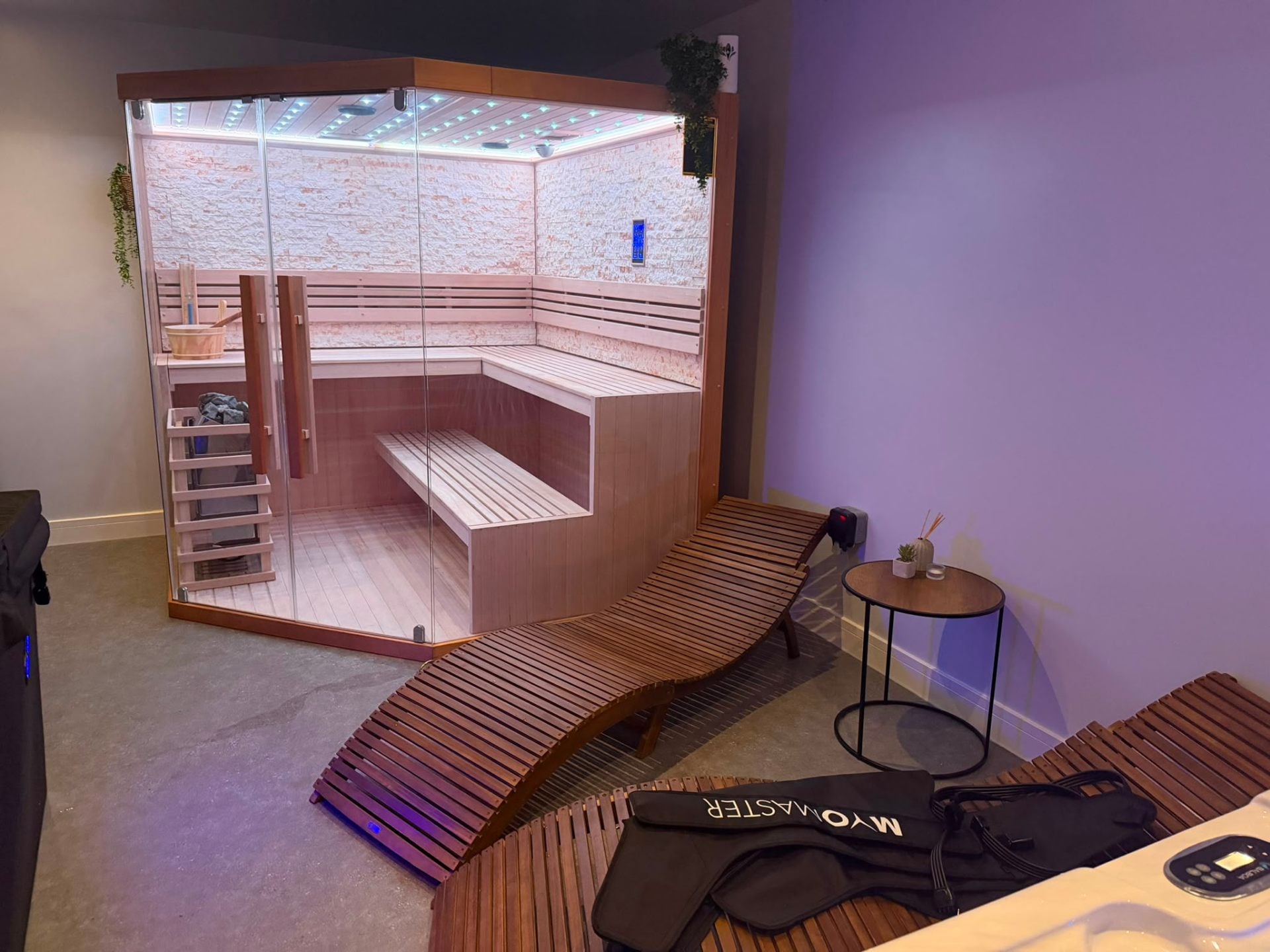 Wood lined sauna inside the recovery suite at Relentless Health & Fitness in Attleborough